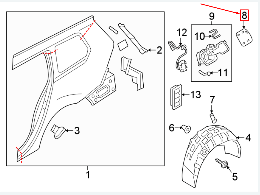 NEW VW GOLF VII 5G MK7 REAR FUEL FILLER DOOR COVER 5G9809909GRU ORIGINAL