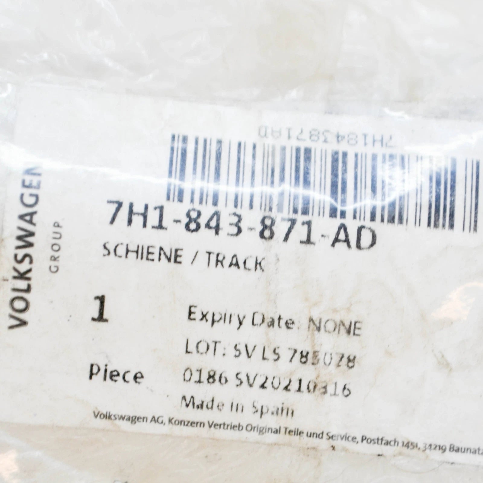 NEW VW TRANSPORTER T6 LEFT CENTER SLIDING DOOR RAIL 7H1843871AD