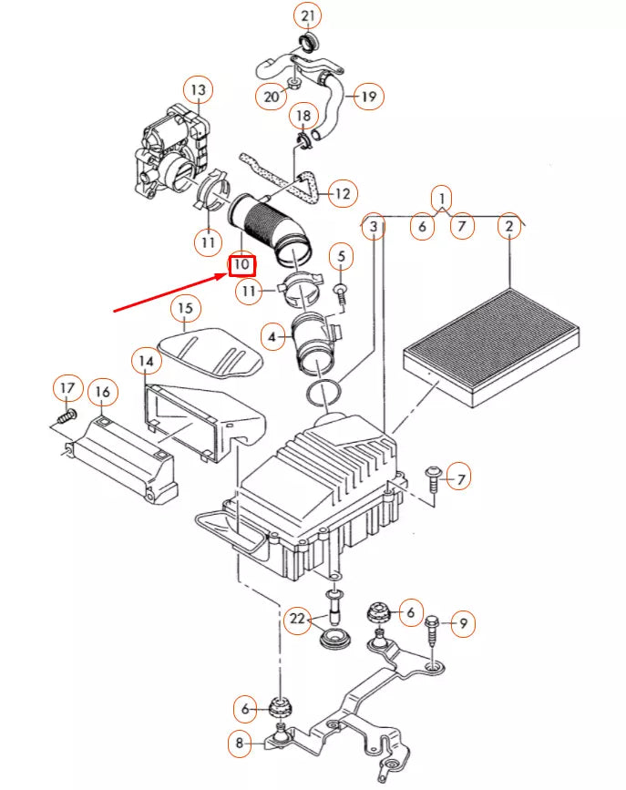 NEW AUDI A3 8P ENGINE AIR INTAKE CONNECTING HOSE 1K0129684P ORIGINAL
