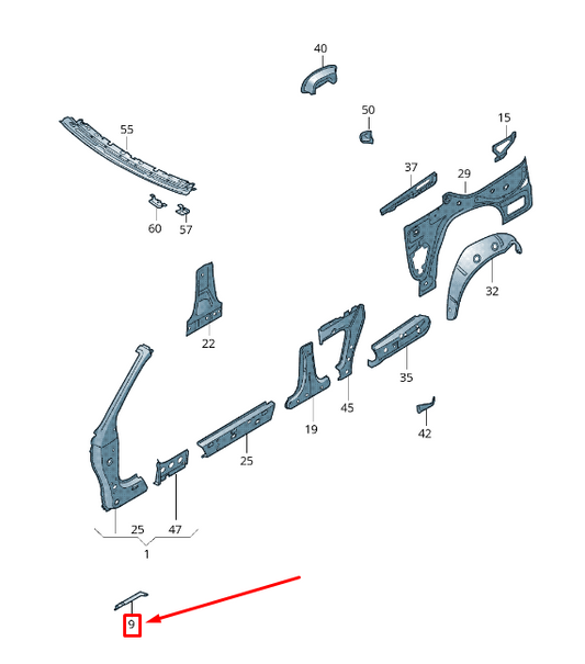 new vw eos 1f front left side jack support bracket 1k6803477 original