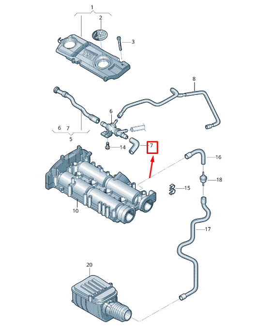 new vw eos 1f engine vent hose 03c103493al original