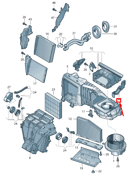 NEW VW CADDY 2K MK3 AIR DISTRIBUTION HOUSING BRACKET RHD 1K2819453 ORIGINAL