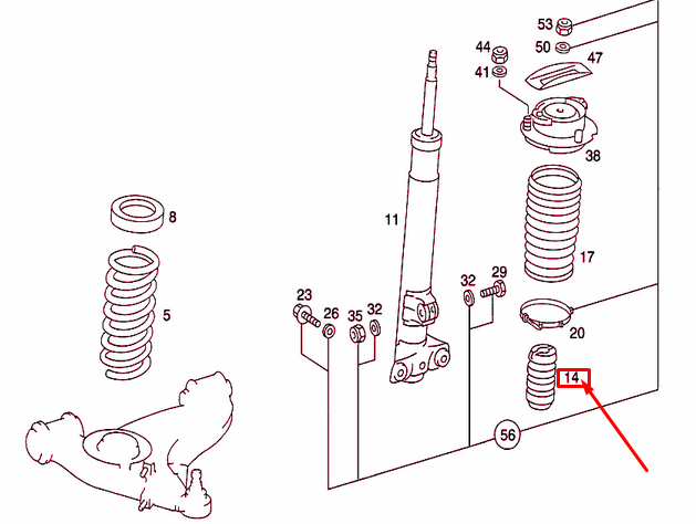 NEW MB 190 W201 FRONT SUSPENSION RUBBER STOP BUFFER A1293230344 ORIGINAL