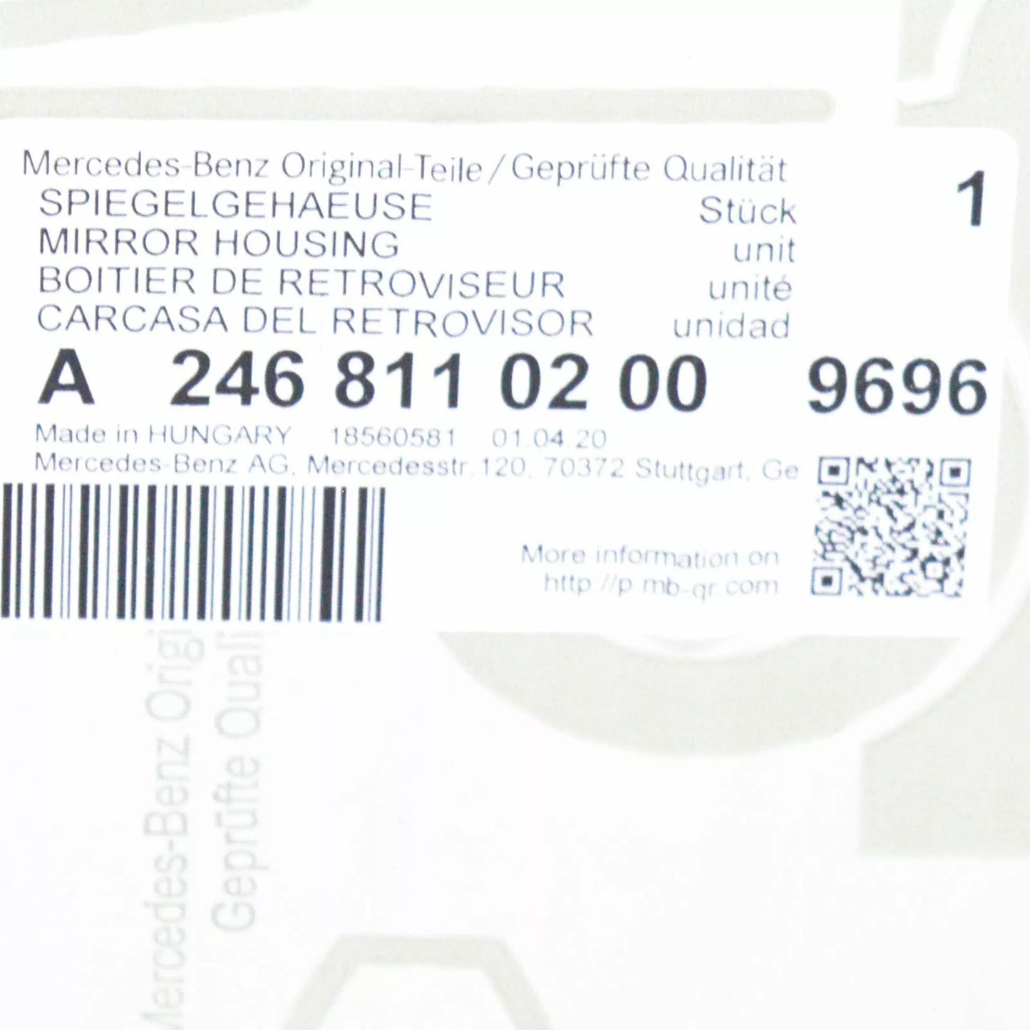 NEW MERCEDES-BENZ B-CLASS W246 RIGHT WING MIRROR COVER A24681102009696