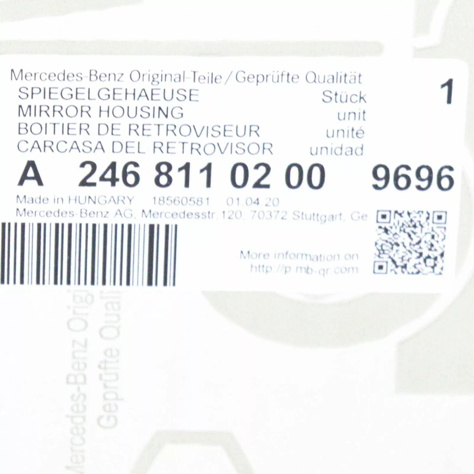 NEW MERCEDES-BENZ B-CLASS W246 RIGHT WING MIRROR COVER A24681102009696