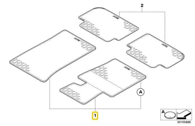 NEW BMW 3' E90 E91 E92 E93 FRONT RUBBER FLOOR MATS BLACK 51472311024 LHD