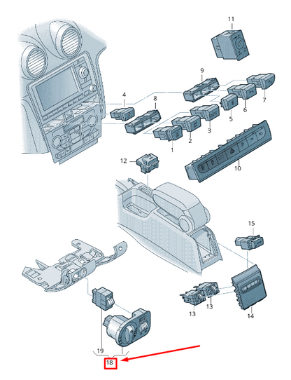 new audi a3 sportback 8p headlight multi-switch rhd 8p2941531cj5pr original