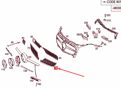 NEW MB AMG GT C190 RADIATOR GRILLE SHELL LEFT BOTTOM GRILLE A1908851354 ORIGINAL