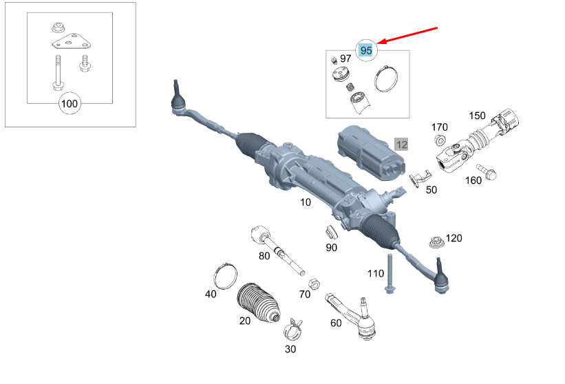 new mb c w205 steering gear thrust piece parts kit a2054605202 original