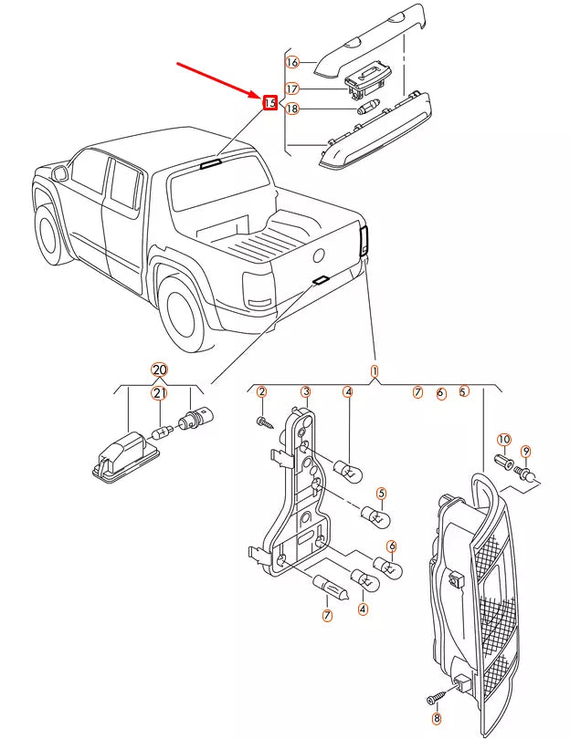 NEW VOLKSWAGEN AMAROK ADDITIONAL BRAKE STOP LIGHT 7P6945087B
