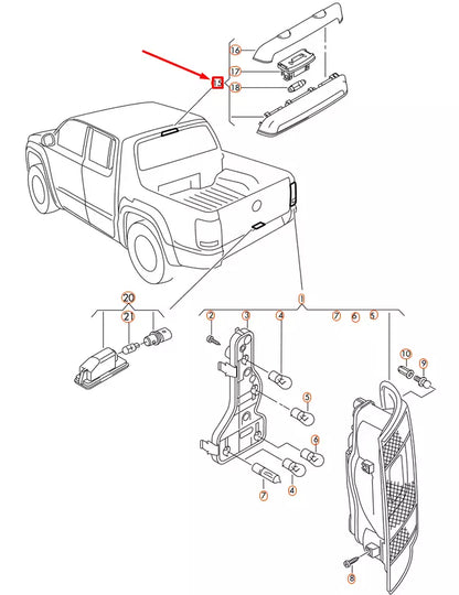 NEW VOLKSWAGEN AMAROK ADDITIONAL BRAKE STOP LIGHT 7P6945087B
