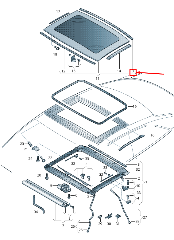 new audi a5 sportback 8t rear sunroof seal 8t0877913 original