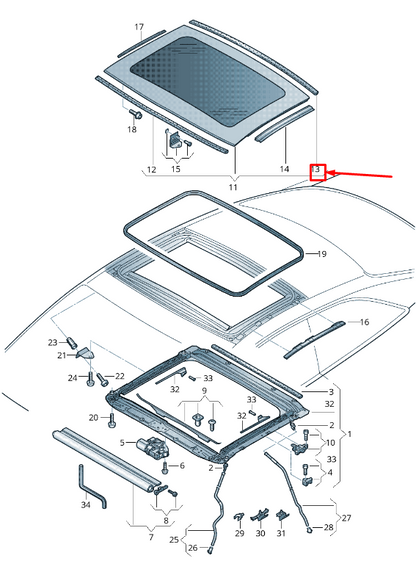 new audi a5 sportback 8t rear sunroof seal 8t0877913 original