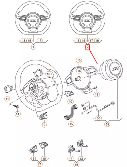 NEW AUDI A3 S3 8V MULTIFUNCTION STEERING WHEEL 8V0419091ABIWG ORIGINAL