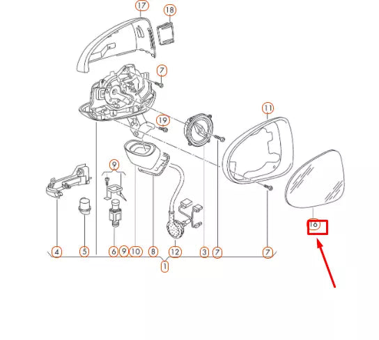 NEW VW TOUAREG 7P FRONT LEFT DOOR MIRROR GLASS 7P6857521A ORIGINAL