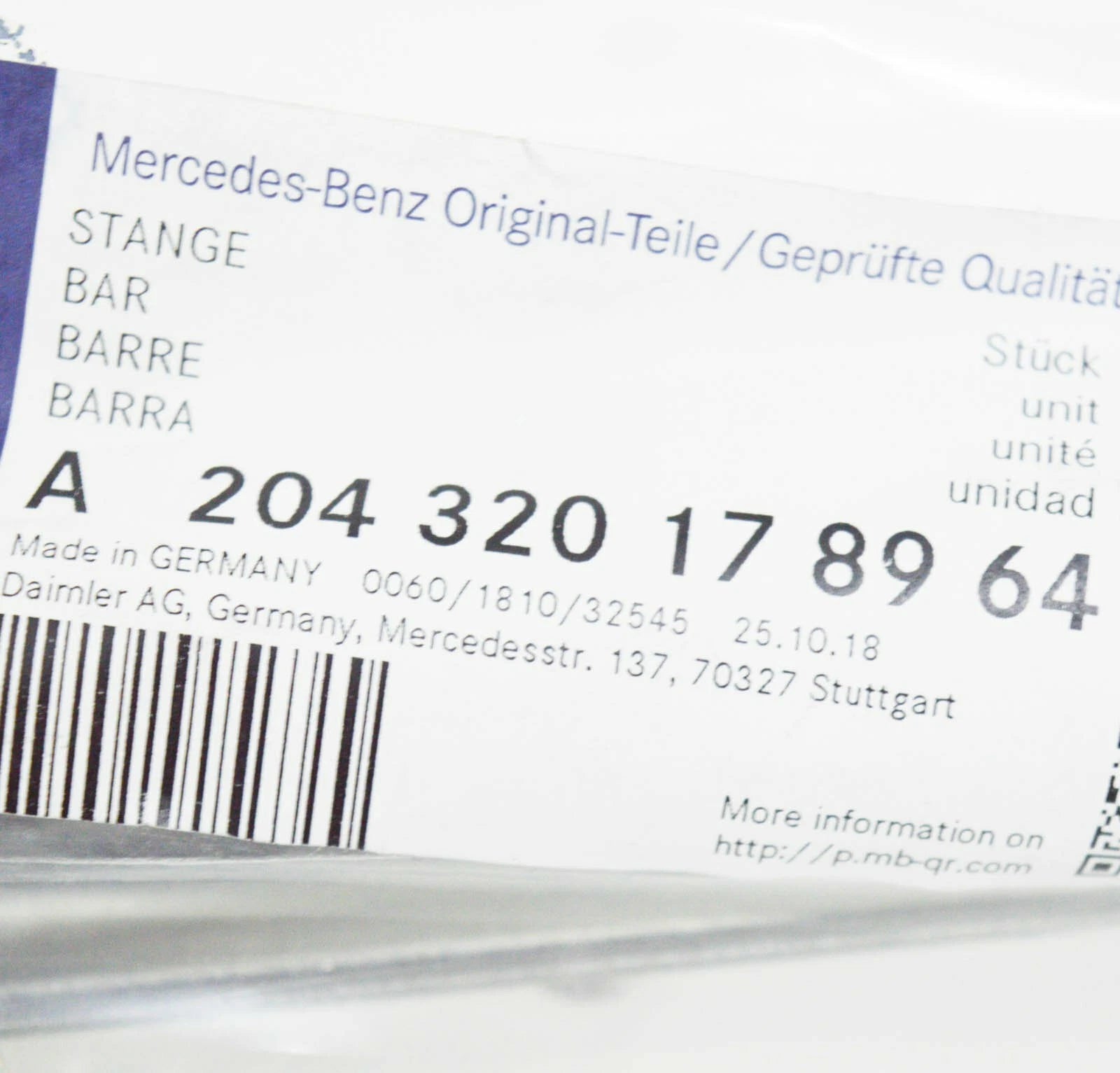 NEW MB C-CLASS W204 FRONT SWAY BAR STABILIZER LEFT TIE ROD A2043201789