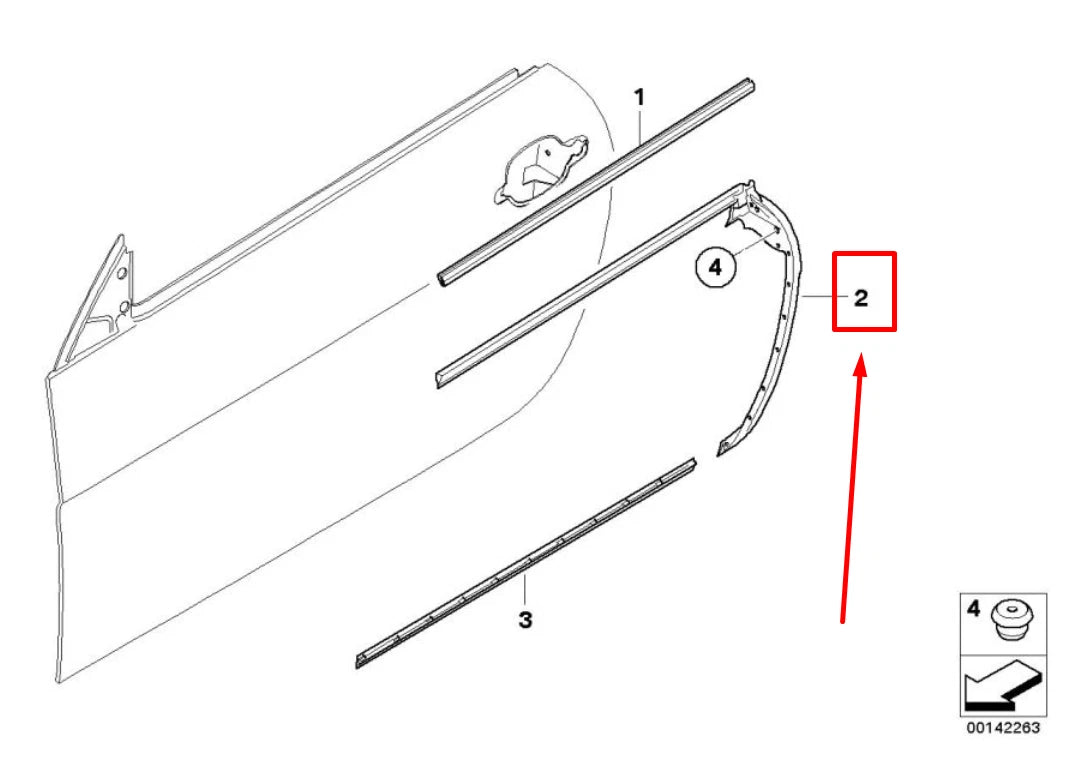 NEW BMW 3 E46 FRONT LEFT DOOR CHANNEL SEALING 7008573 51337008573 ORIGINAL