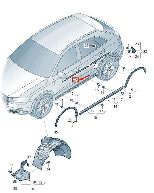 new audi q3 8u front right door window slot seal 8u08532842zz original