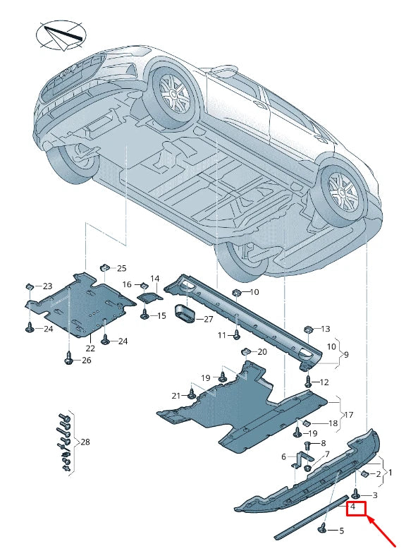 NEW AUDI E-TRON GEN REAR UNDERBODY SPOILER 4KE825872A