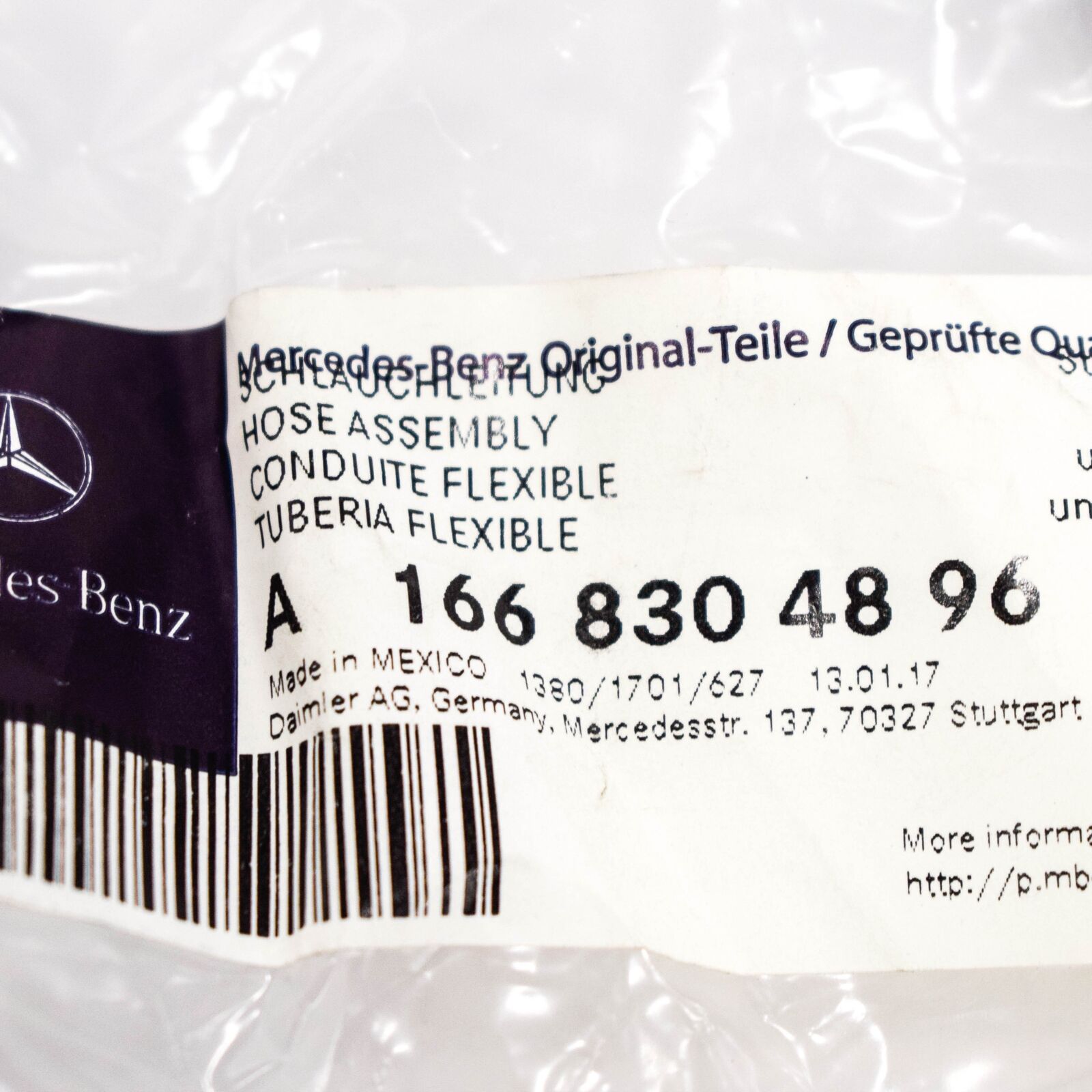 NEW MERCEDES BENZ X166 HEATER COOLANT PIPE HOSE A1668304896 ORIGINAL