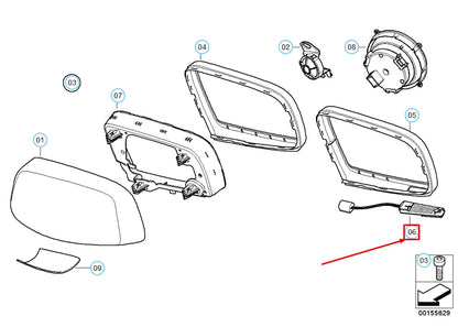 NEW BMW 5 E60 FRONT RIGHT DOOR OUTSIDE MIRROR SIGNAL LAMP 63316913278 ORIGINAL