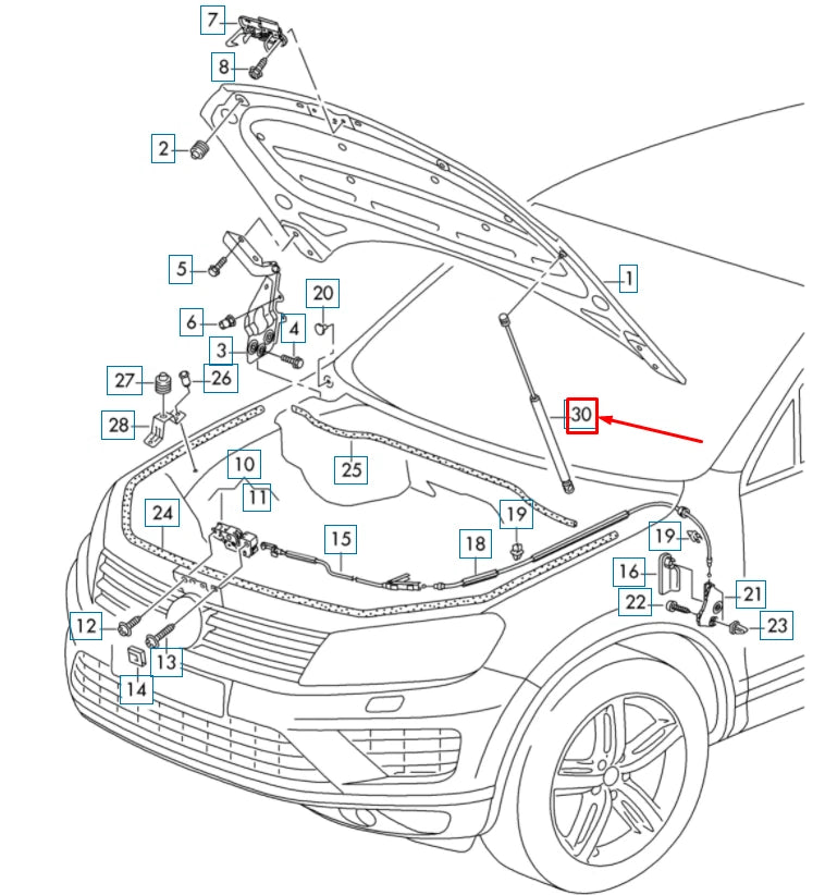 NEW VOLKSWAGEN TOUAREG 7P MK2 FRONT BONNET GAS FILLED STRUT 7P6823359A ORIGINAL