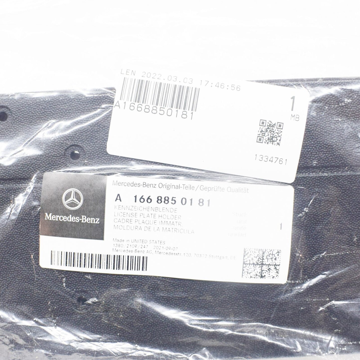 NEW MB M-CLASS W166 FRONT BUMPER LICENSE NUMBER PLATE A1668850181 2014 ORIGINAL