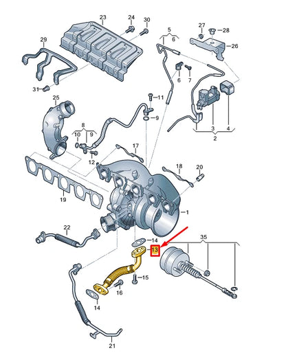 NEW AUDI A3 SPORTBACK 8Y TURBOCHARGER OIL RETURN LINE 07K145735G ORIGINAL