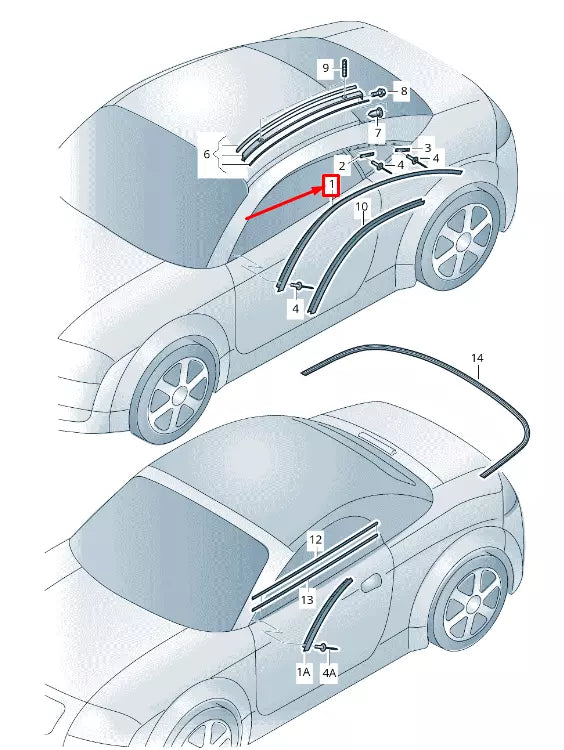 NEW AUDI TT 8J RIGHT ROOF MOLDING 8J7853704A 1P9 8J7853704A1P9