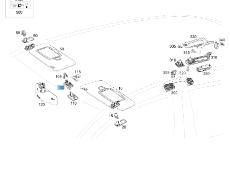NEW MB C W205 RIGHT SUN VISOR BEARING HOLDER A1668100012649051 ORIGINAL