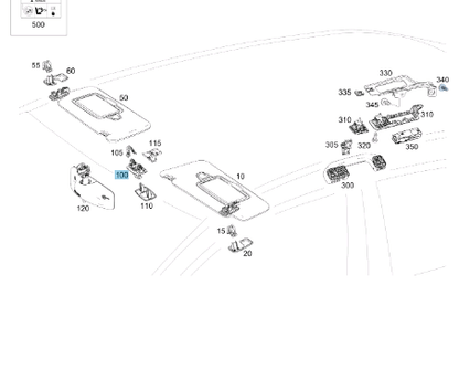 NEW MB C W205 RIGHT SUN VISOR BEARING HOLDER A1668100012649051 ORIGINAL