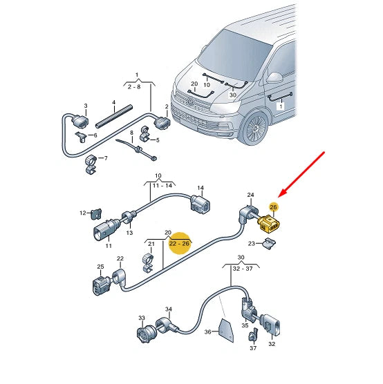 NEW VW TRANSPORTER VI T6 FLAT CONTACT HOUSING 3 PIN 1J0973803 ORIGINAL