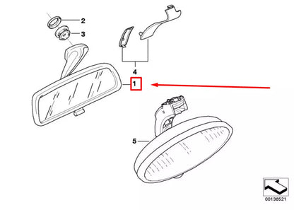 NEW BMW Z3 COUPE E36 INTERIOR REAR VIEW MIRROR 7891423 51167891423 ORIGINAL