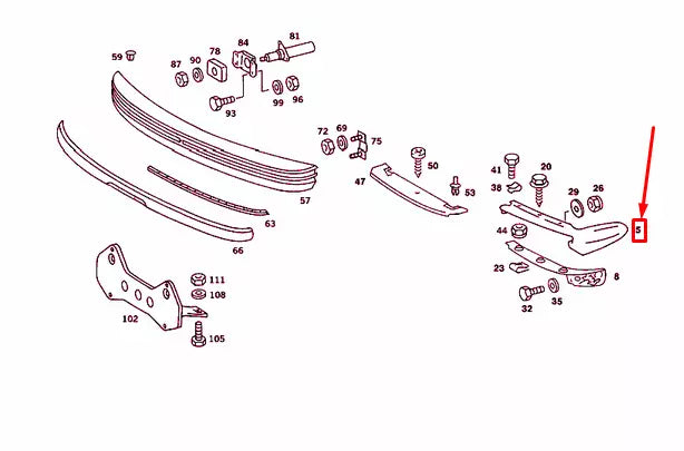NEW MB SALOON W123 FRONT RIGHT BUMPER JOINT COVER USA A1238851223 ORIGINAL