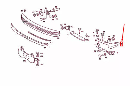 NEW MB SALOON W123 FRONT RIGHT BUMPER JOINT COVER USA A1238851223 ORIGINAL