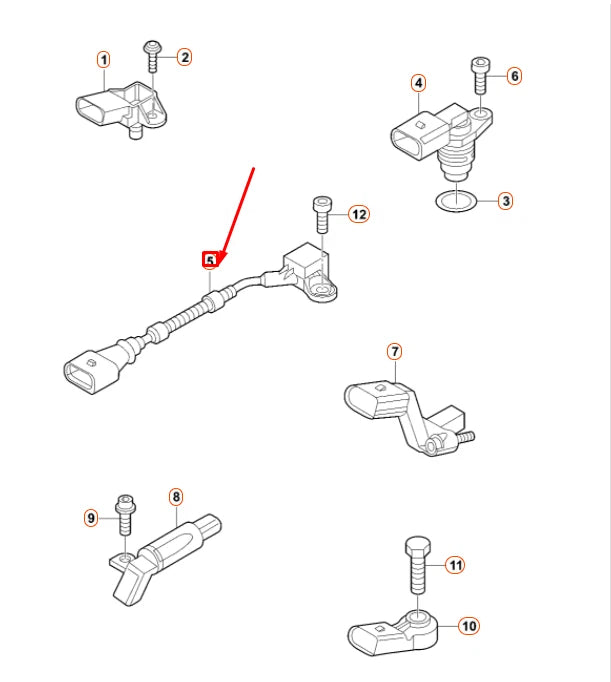NEW VOLKSWAGEN BEETLE A5 KNOCK SENSOR WITH WIRING HARNESS 07K905377E ORIGINAL