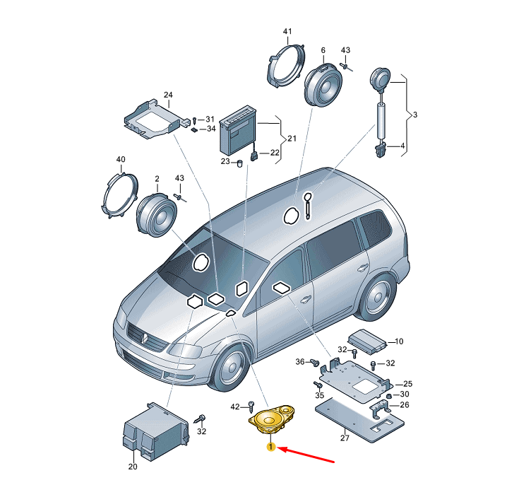 NEW VOLKSWAGEN TOURAN 1T3 FRONT TREBLE SPEAKER 1T0035411AT ORIGINAL
