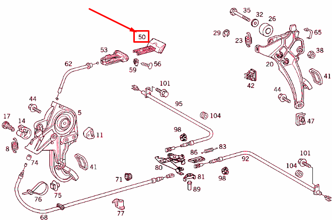 NEW MERCEDES-BENZ E W210 PARKING BRAKE RELEASE HANDLE LHD A2104270020 ORIGINAL