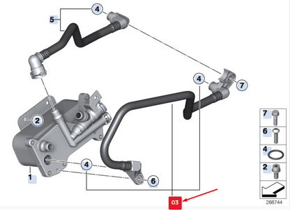 new bmw 5 gran turismo f07 transmission oil cooler line 17227619744 original
