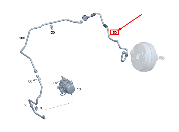 new mercedes-benz eqc brake booster vacuum line lhd a2054302300 original