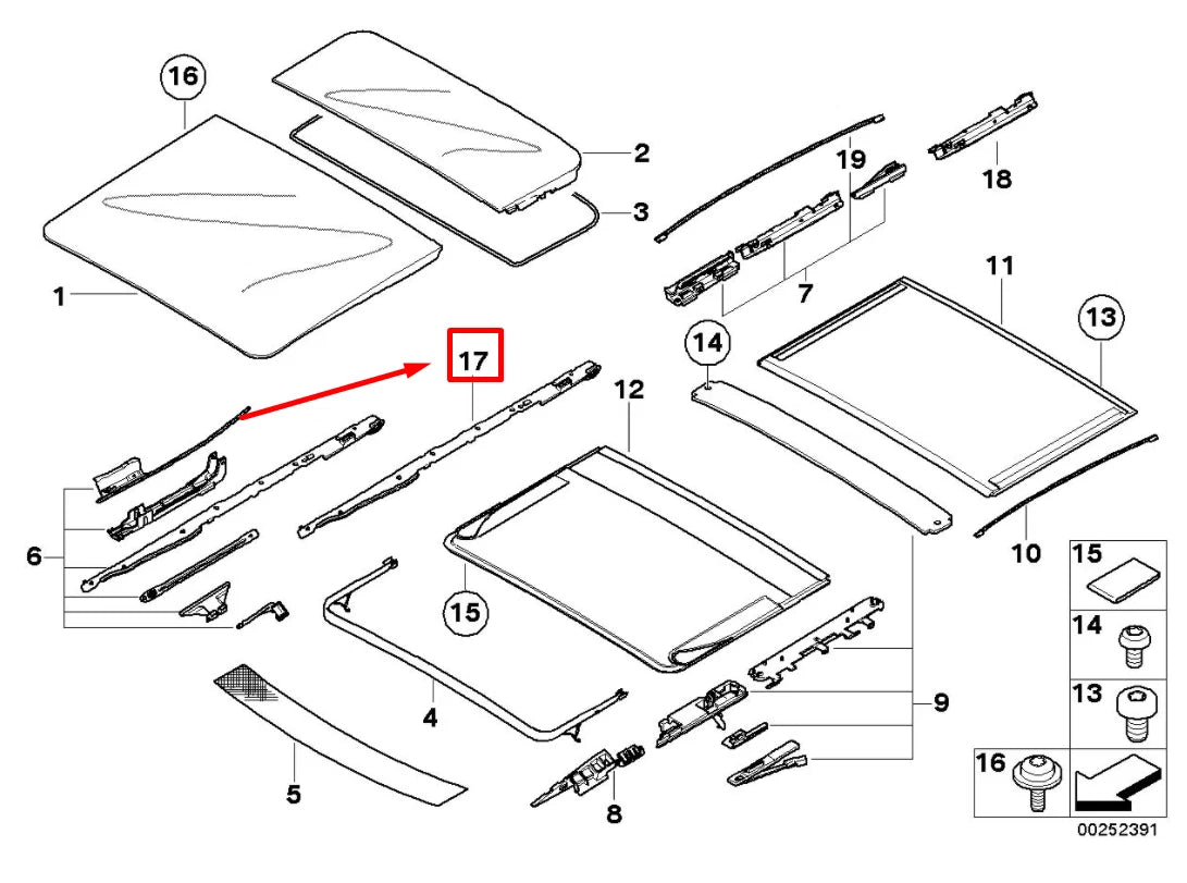 NEW BMW X3 E83 FRONT SLIDING ROOF FRAME 7306678 54107306678 ORIGINAL