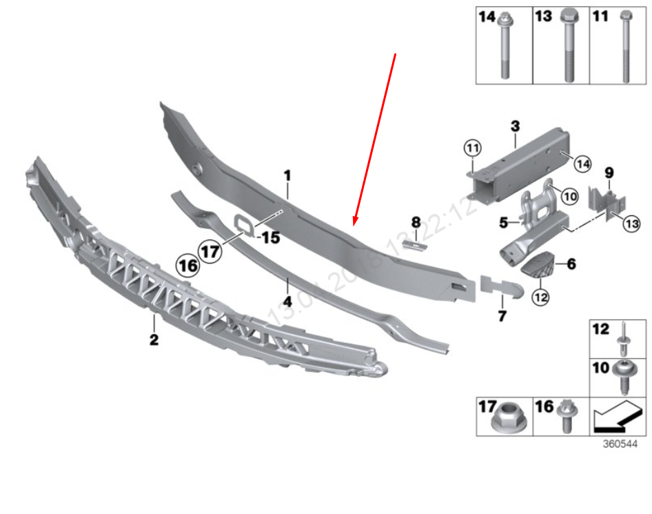new bmw 3 gt f34 front bumper crash bar 51117275178 7275178 original