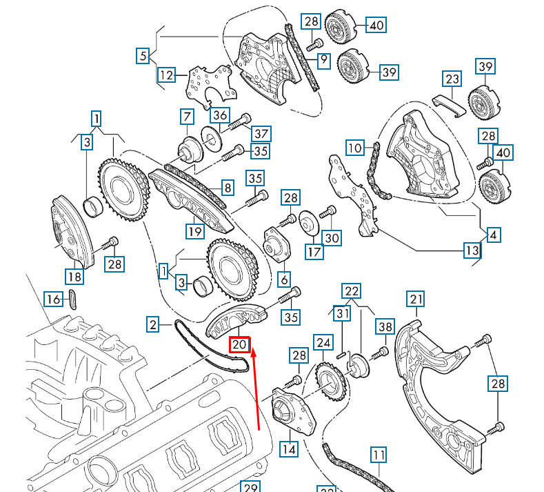 NEW AUDI A4 B8 TIMING CHAIN LEFT GUIDE RAIL 079109469AM ORIGINAL