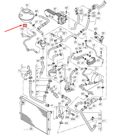 NEW AUDI A3 8P EXPANSION TANK LOWER HOSE 1K0122109CB ORIGINAL