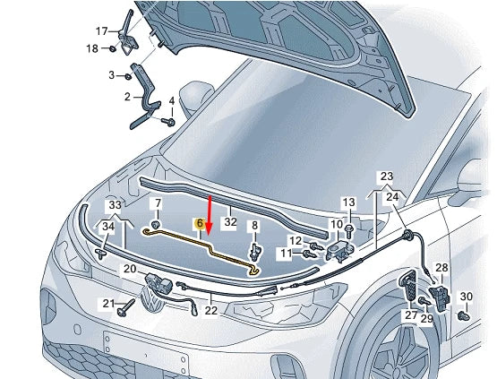 NEW VOLKSWAGEN ID.4 E21 FRONT BONNET HOOD SUPPORT 11A823363A ORIGINAL