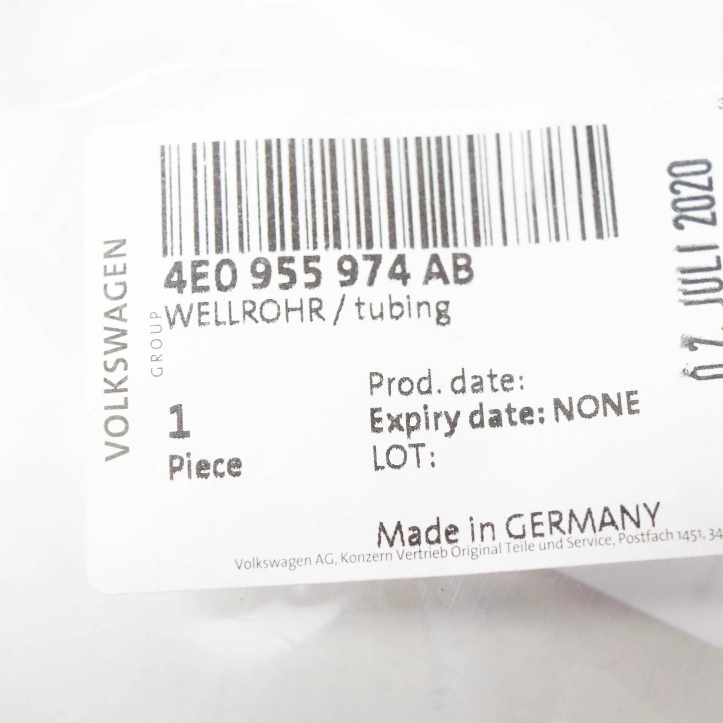 NEW AUDI A8 D3 HEADLIGHT WASHER SYSTEM CORRUGATED PIPE 4E0955974AB