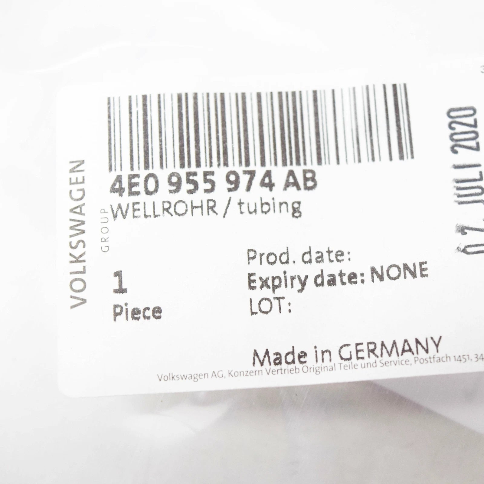 NEW AUDI A8 D3 HEADLIGHT WASHER SYSTEM CORRUGATED PIPE 4E0955974AB