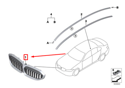 new bmw 3 g20, g28 front upper grill 51139448475 9448475 original