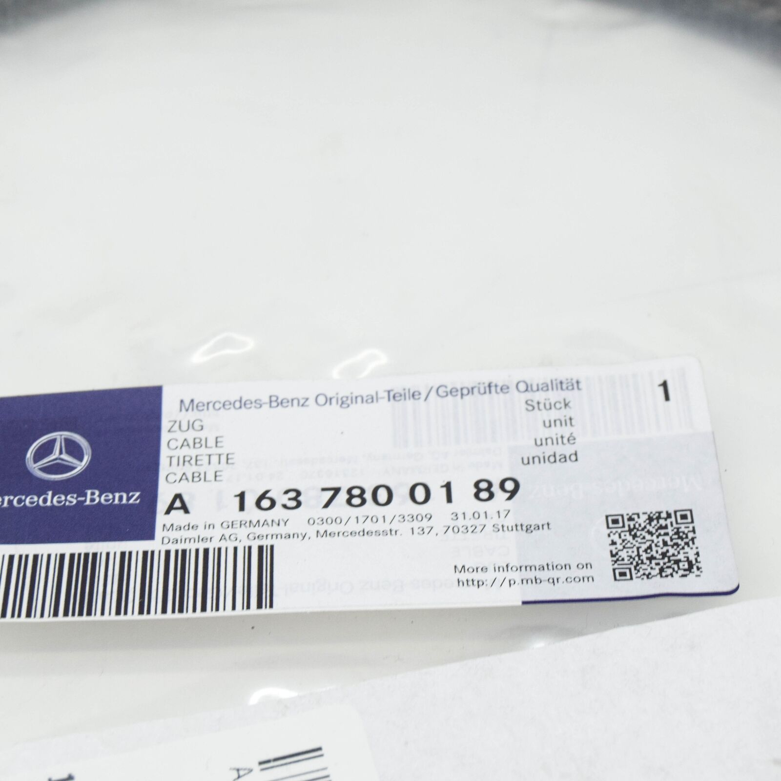 NEW MERCEDES-BENZ ML W163 ROOF MAIN DRIVE LEFT CABLE A1637800189 ORIGINAL