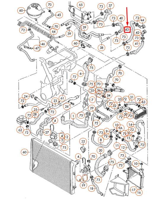 NEW VW TOURAN 1T COOLANT HOSE WITH QUICK RELEASE COUPLING 1T0122157CB